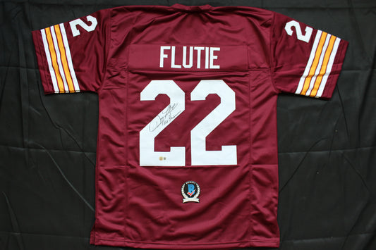 DOUG FLUTIE BOSTON COLLEGE EAGLES SIGNED ROAD FOOTBALL JERSEY w/84Heisman BAS COA