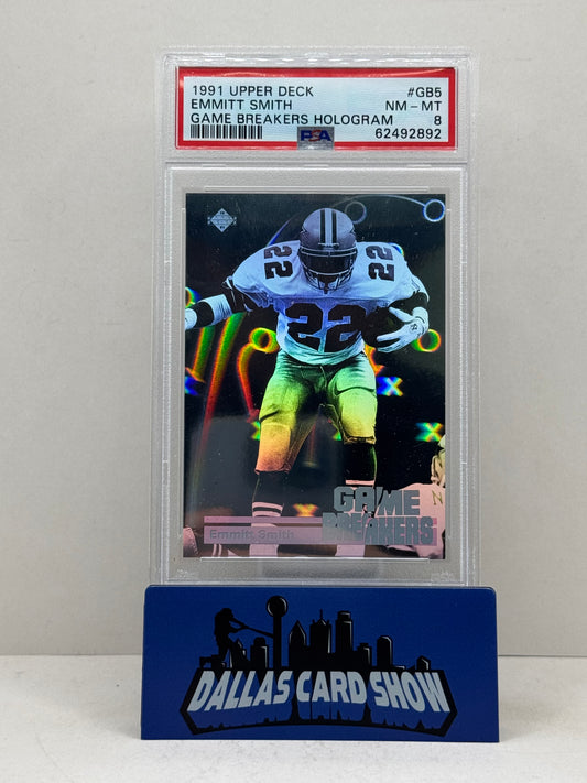 1991 Upper Deck #GB5 Emmitt Smith Game Breakers Hologram PSA 8