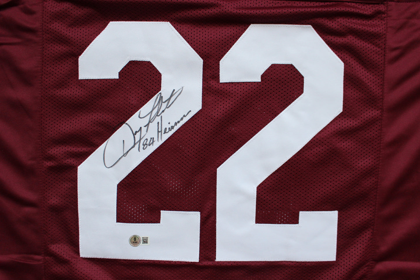 DOUG FLUTIE BOSTON COLLEGE EAGLES SIGNED ROAD FOOTBALL JERSEY w/84Heisman BAS COA