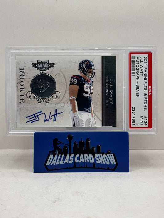 2001 Panini Plates and Patches #134 JJ Watt Autograph Silver Rookie /55 PSA 9