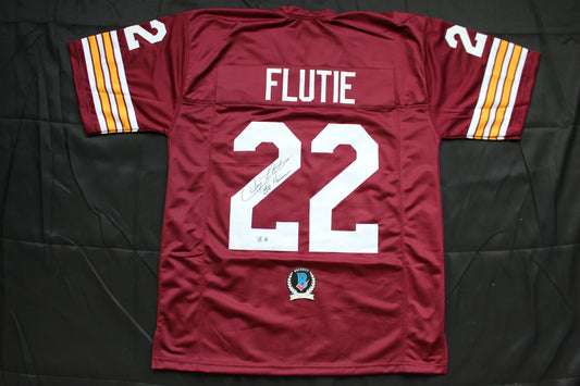 DOUG FLUTIE BOSTON COLLEGE EAGLES SIGNED ROAD FOOTBALL JERSEY w/84Heisman BAS COA