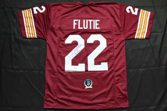 DOUG FLUTIE BOSTON COLLEGE EAGLES SIGNED ROAD FOOTBALL JERSEY w/84Heisman BAS COA