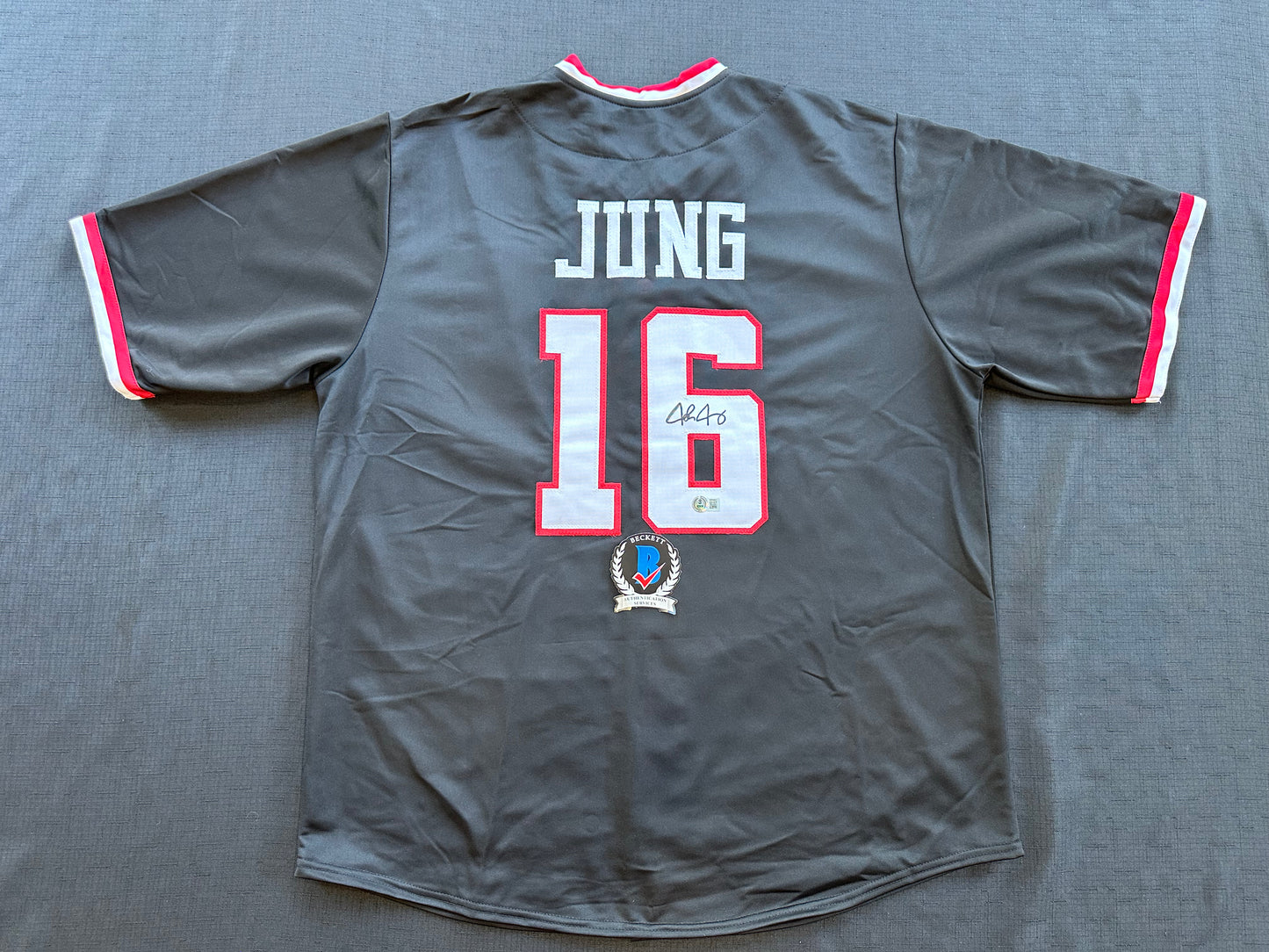 JOSH JUNG TEXAS TECH RED RAIDERS SIGNED JERSEY XL BAS COA