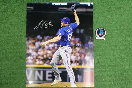 JOSH SBORZ TEXAS RANGERS SIGNED CELEBRATION 16x20 PHOTO w/FinalOut INSC BAS