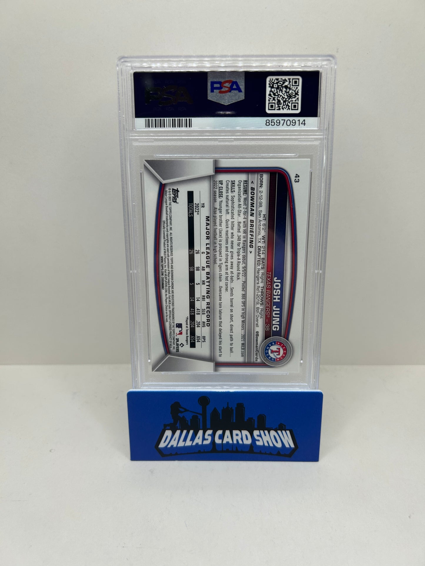 2023 Bowman Mega Box #43 Josh Jung Chrome PSA 10