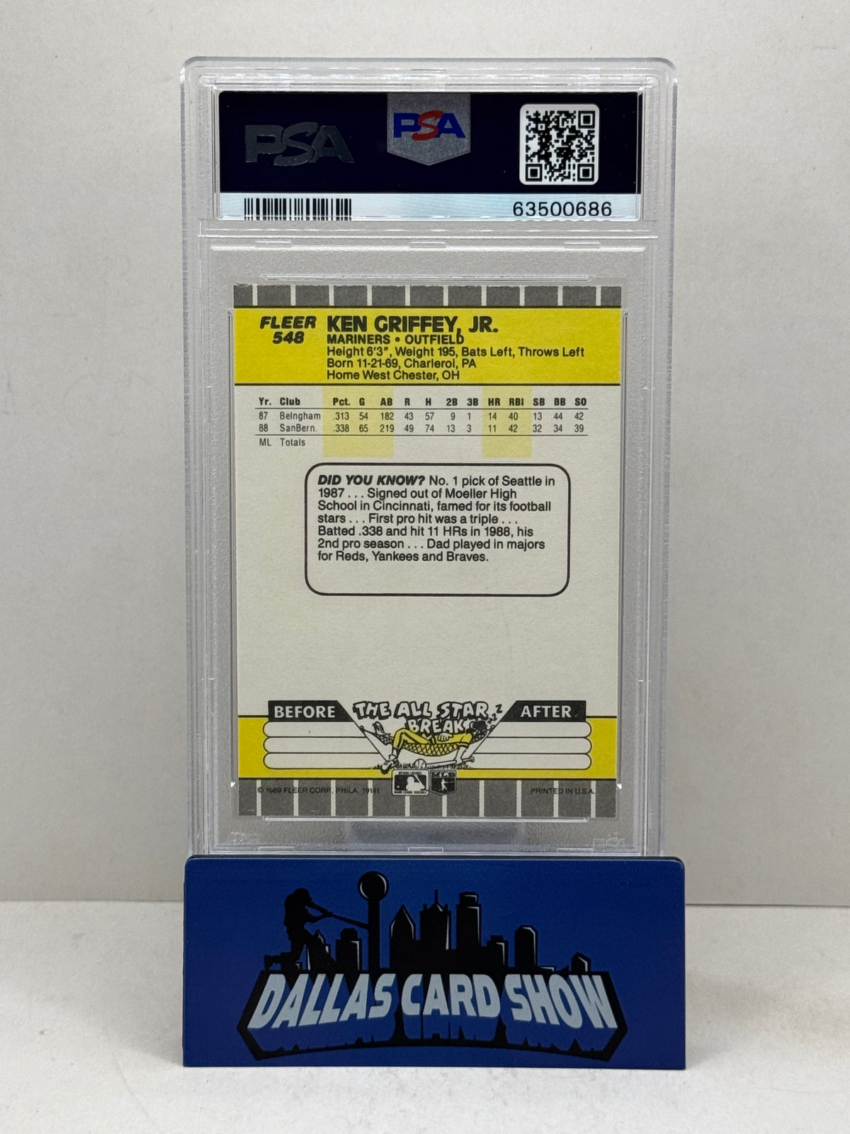 1989 Fleer #548 Ken Griffey Jr. PSA 10
