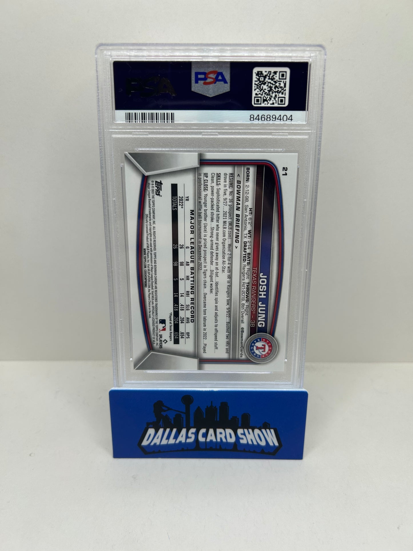 2023 Bowman Chrome #21 Josh Jung PSA 10