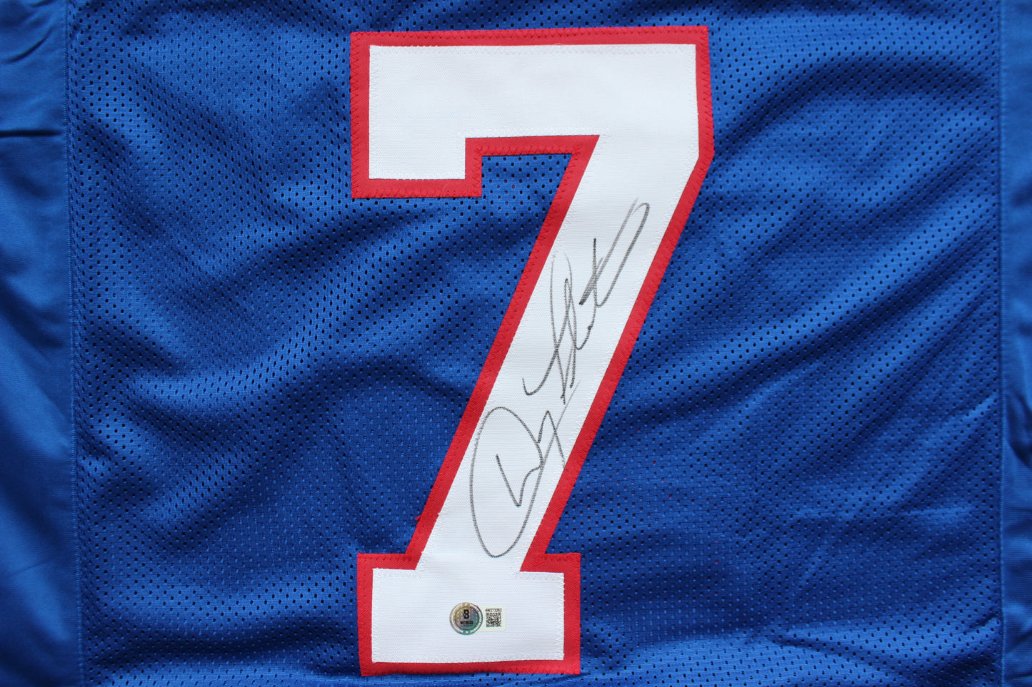 DOUG FLUTIE BUFFALO BILLS SIGNED FOOTBALL JERSEY BC Eagles Patriots BAS COA