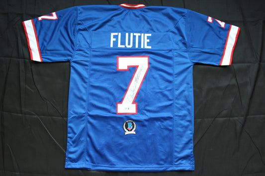 DOUG FLUTIE BUFFALO BILLS SIGNED FOOTBALL JERSEY BC Eagles Patriots BAS COA