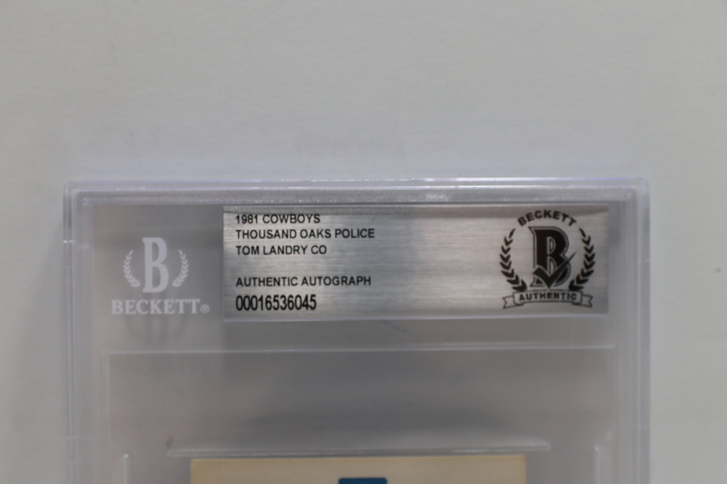 1981 Cowboys Thousands Oaks Police Tom Landry BGS Authentic