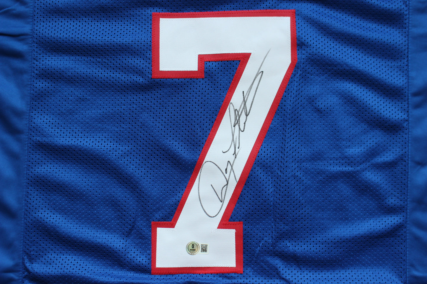 DOUG FLUTIE BUFFALO BILLS SIGNED FOOTBALL JERSEY BC Eagles Patriots BAS COA
