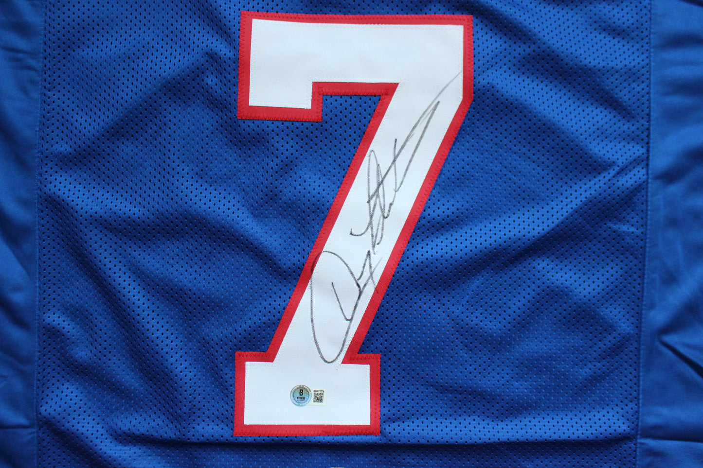DOUG FLUTIE BUFFALO BILLS SIGNED FOOTBALL JERSEY BC Eagles Patriots BAS COA