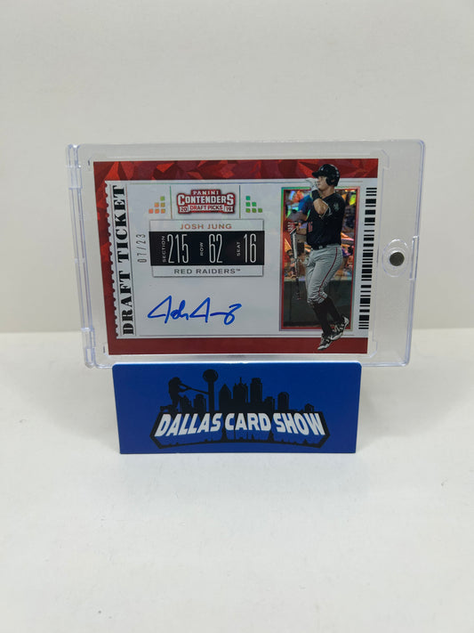 2019 Panini Contenders Draft Ticket Josh Jung Red Cracked Ice Auto /23