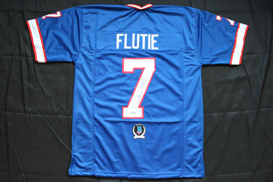 DOUG FLUTIE BUFFALO BILLS SIGNED FOOTBALL JERSEY BC Eagles Patriots BAS COA
