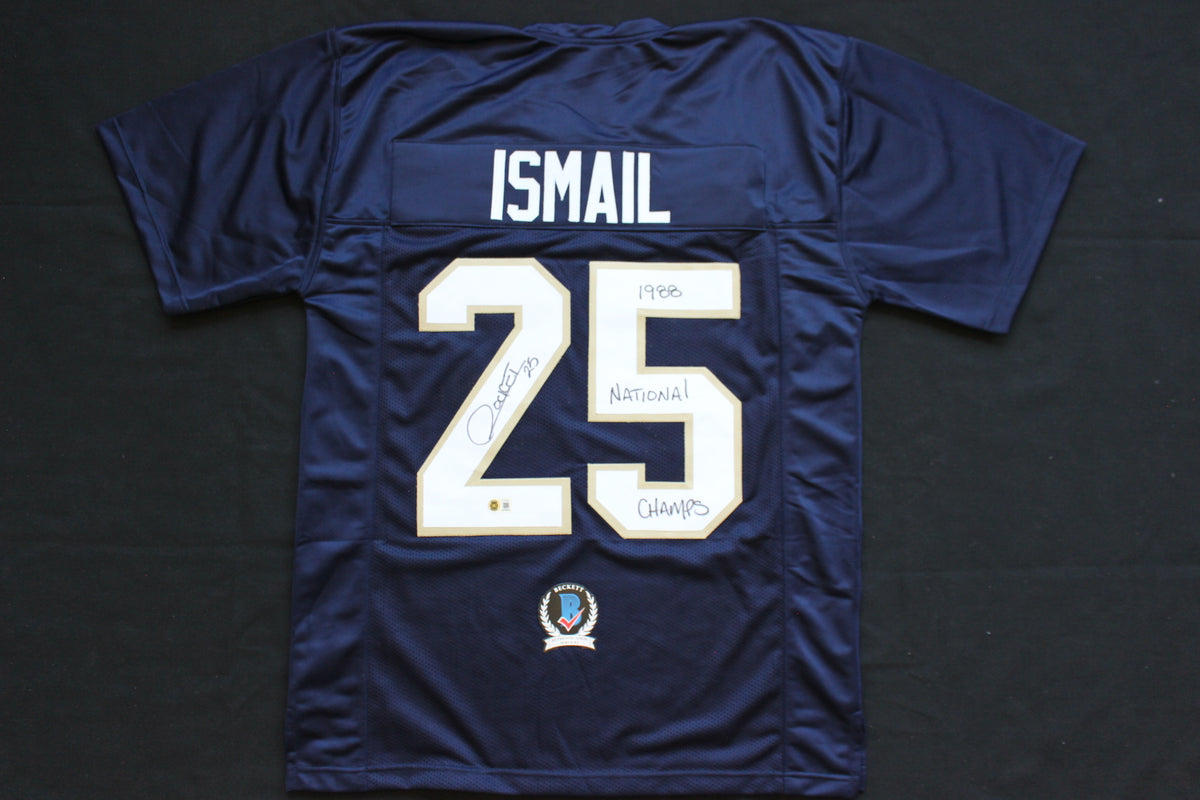 RAGHIB ROCKET ISMAIL NOTRE DAME FIGHTING IRISH SIGNED JERSEY w1988NatChamps BAS