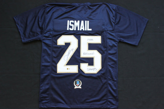RAGHIB ROCKET ISMAIL NOTRE DAME FIGHTING IRISH SIGNED JERSEY w1988NatChamps BAS