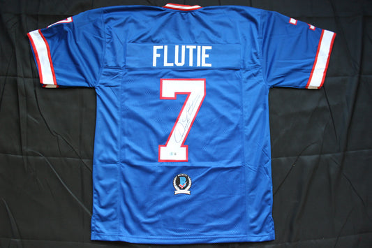 DOUG FLUTIE BUFFALO BILLS SIGNED FOOTBALL JERSEY BC Eagles Patriots BAS COA