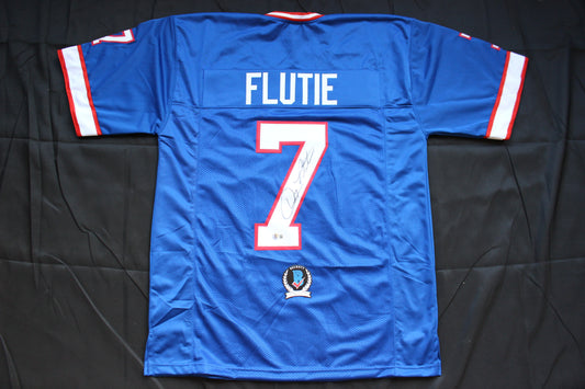 DOUG FLUTIE BUFFALO BILLS SIGNED FOOTBALL JERSEY BC Eagles Patriots BAS COA