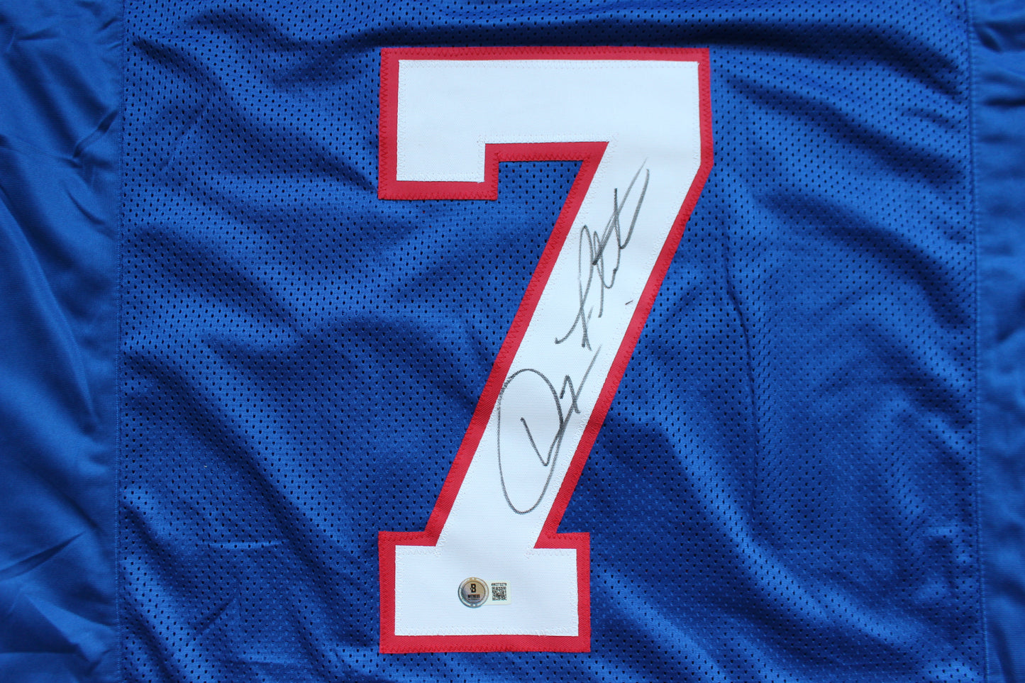 DOUG FLUTIE BUFFALO BILLS SIGNED FOOTBALL JERSEY BC Eagles Patriots BAS COA