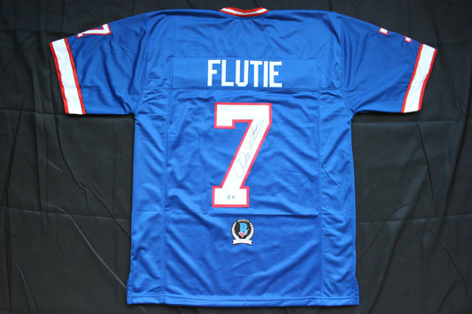 DOUG FLUTIE BUFFALO BILLS SIGNED FOOTBALL JERSEY BC Eagles Patriots BAS COA