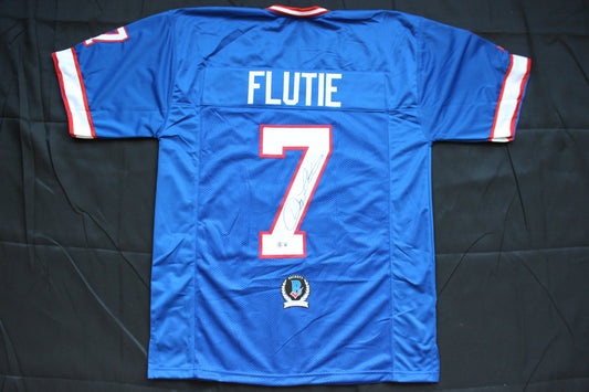 DOUG FLUTIE BUFFALO BILLS SIGNED FOOTBALL JERSEY BC Eagles Patriots BAS COA