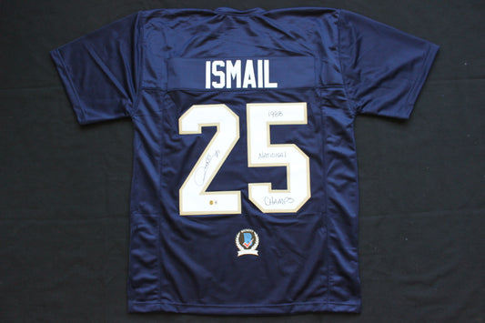 RAGHIB ROCKET ISMAIL NOTRE DAME FIGHTING IRISH SIGNED JERSEY w1988NatChamps BAS