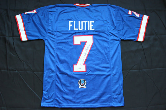 DOUG FLUTIE BUFFALO BILLS SIGNED FOOTBALL JERSEY BC Eagles Patriots BAS COA