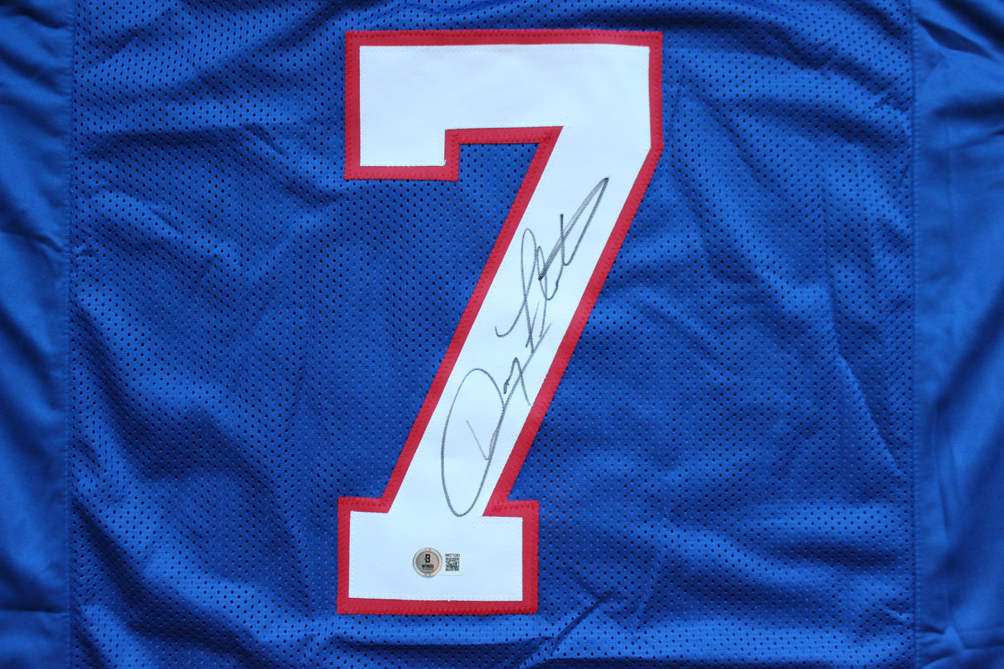 DOUG FLUTIE BUFFALO BILLS SIGNED FOOTBALL JERSEY BC Eagles Patriots BAS COA