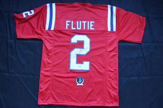 DOUG FLUTIE NEW ENGLAND PATRIOTS SIGNED FOOTBALL JERSEY Boston College Bills BAS COA
