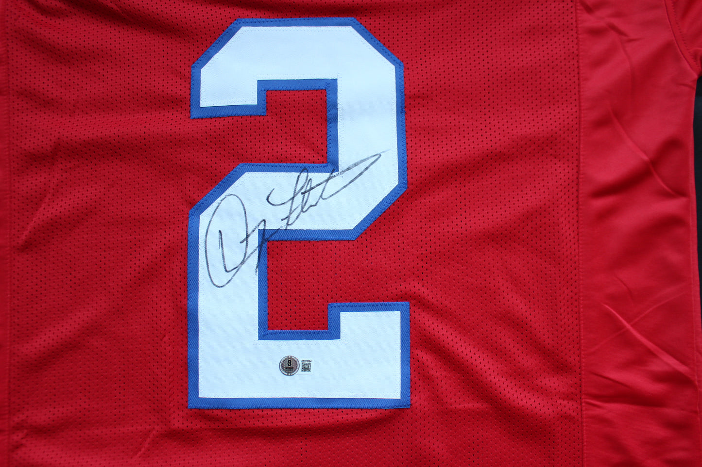 DOUG FLUTIE NEW ENGLAND PATRIOTS SIGNED FOOTBALL JERSEY Boston College Bills BAS COA