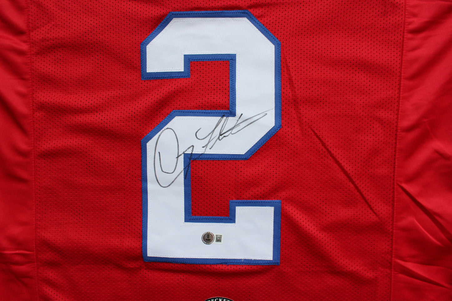 DOUG FLUTIE NEW ENGLAND PATRIOTS SIGNED FOOTBALL JERSEY Boston College Bills BAS COA