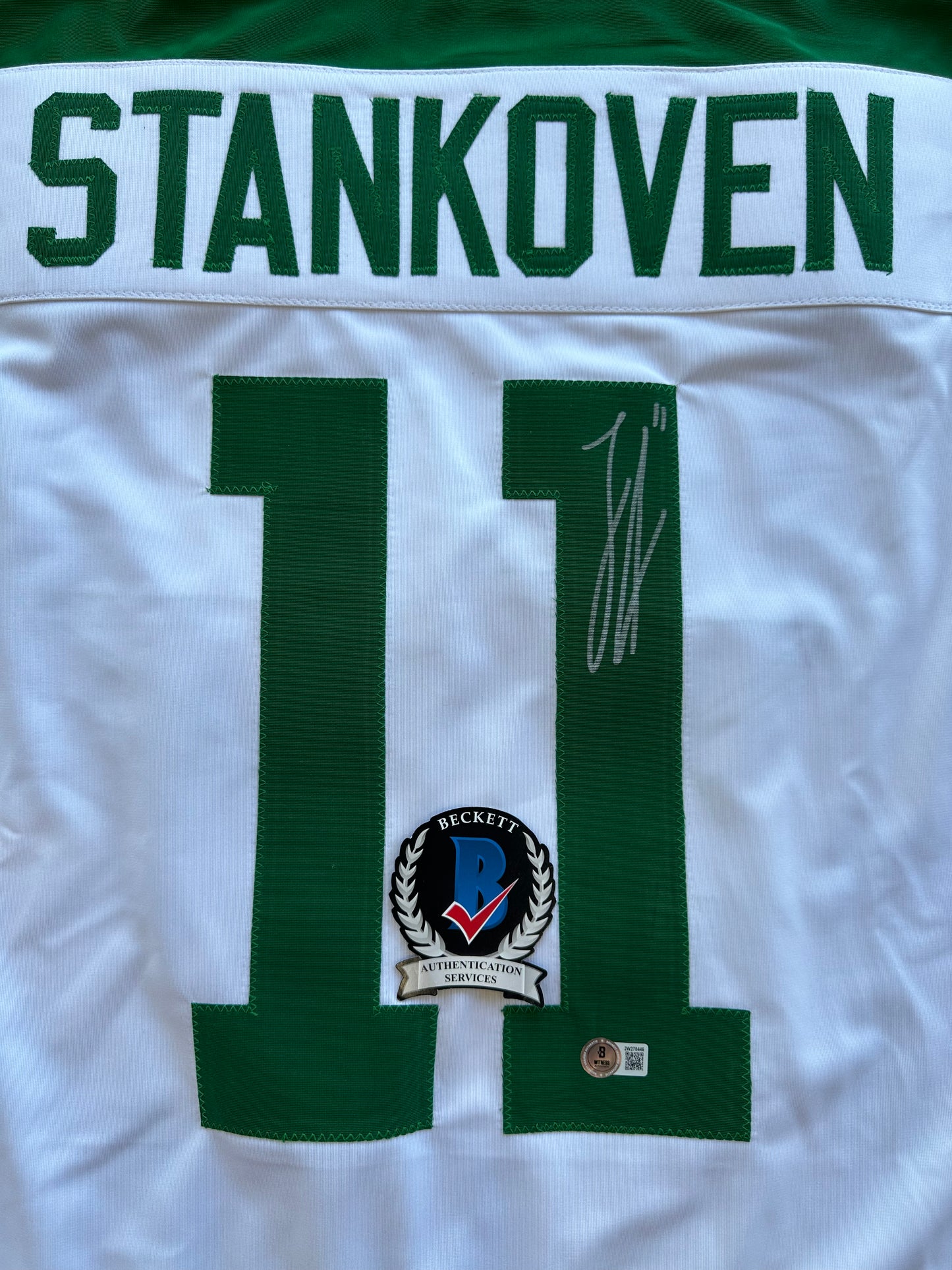 LOGAN STANKOVEN DALLAS STARS SIGNED HOCKEY Home JERSEY BAS COA
