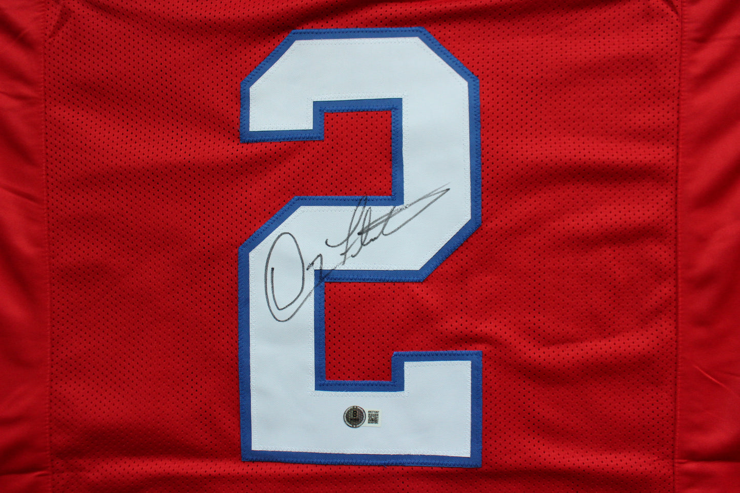 DOUG FLUTIE NEW ENGLAND PATRIOTS SIGNED FOOTBALL JERSEY Boston College Bills BAS COA