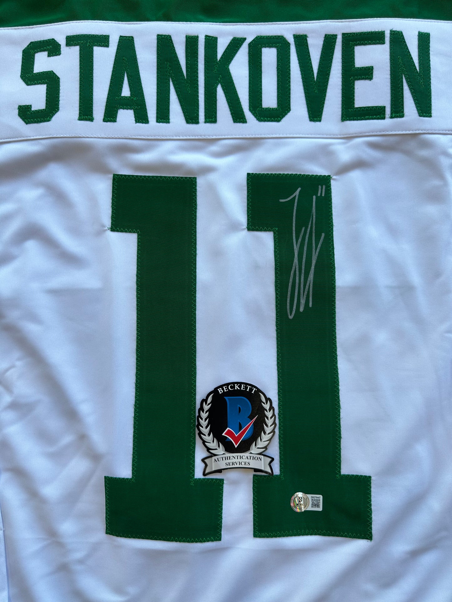 LOGAN STANKOVEN DALLAS STARS SIGNED HOCKEY Home JERSEY BAS COA