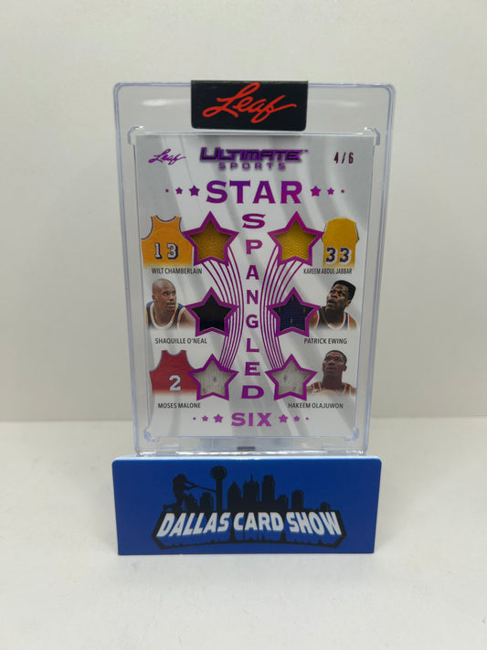 2024 Leaf Star Spangled 6 Chamberlain/Jabbar/Ewing/Olajuwon/O'Neal/Malone /6
