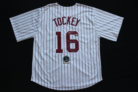 DAYTON TOCKEY OKLAHOMA OU SOONERS SIGNED Home BASEBALL JERSEY w/2INSCs BAS