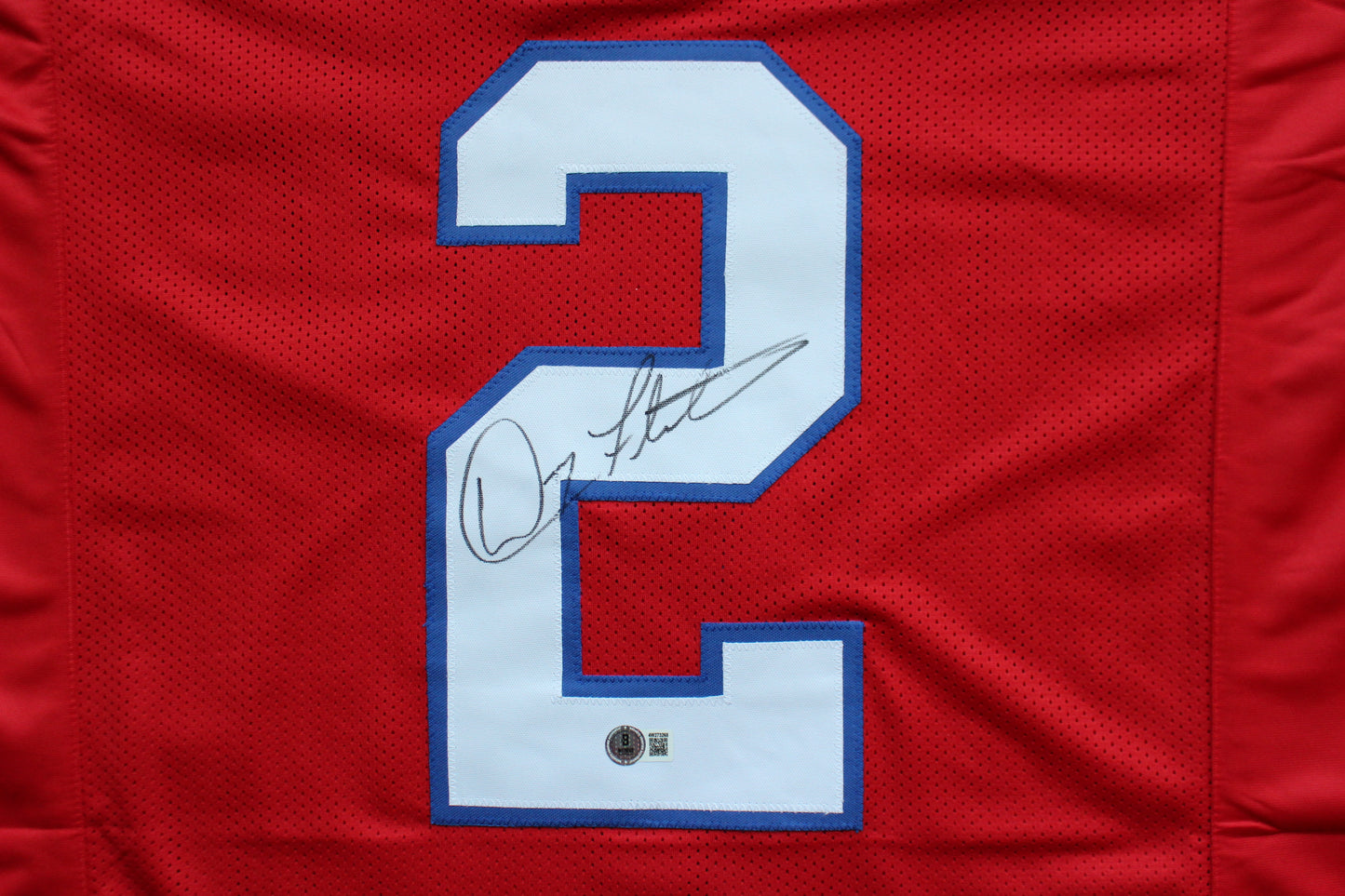 DOUG FLUTIE NEW ENGLAND PATRIOTS SIGNED FOOTBALL JERSEY Boston College Bills BAS COA