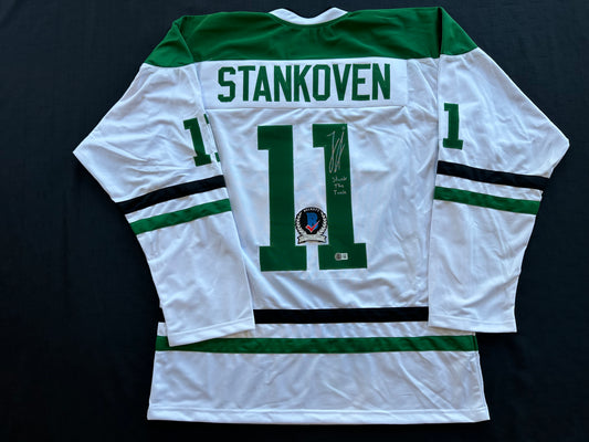 LOGAN STANKOVEN DALLAS STARS SIGNED HOCKEY Home JERSEY w/StanktheTank BAS