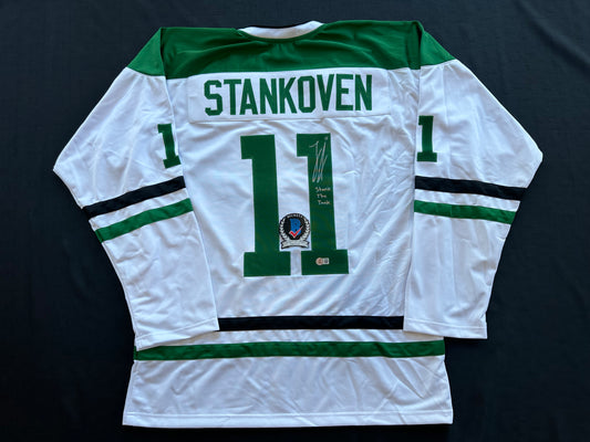LOGAN STANKOVEN DALLAS STARS SIGNED HOCKEY Home JERSEY w/StanktheTank BAS