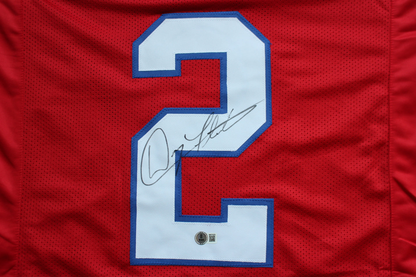 DOUG FLUTIE NEW ENGLAND PATRIOTS SIGNED FOOTBALL JERSEY Boston College Bills BAS COA