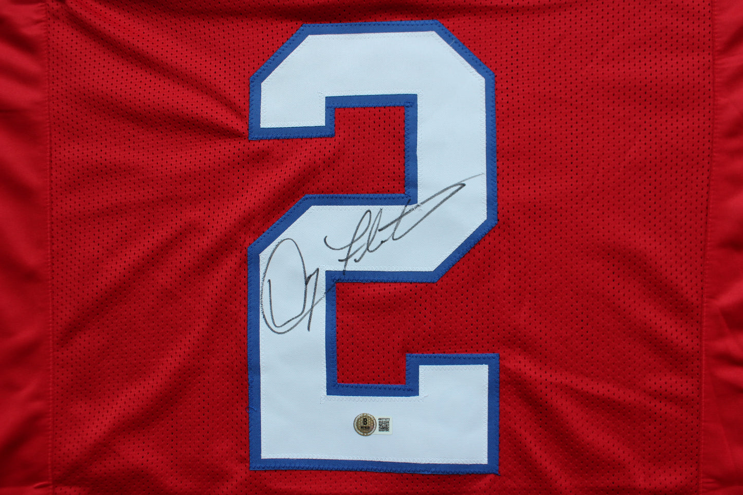 DOUG FLUTIE NEW ENGLAND PATRIOTS SIGNED FOOTBALL JERSEY Boston College Bills BAS COA
