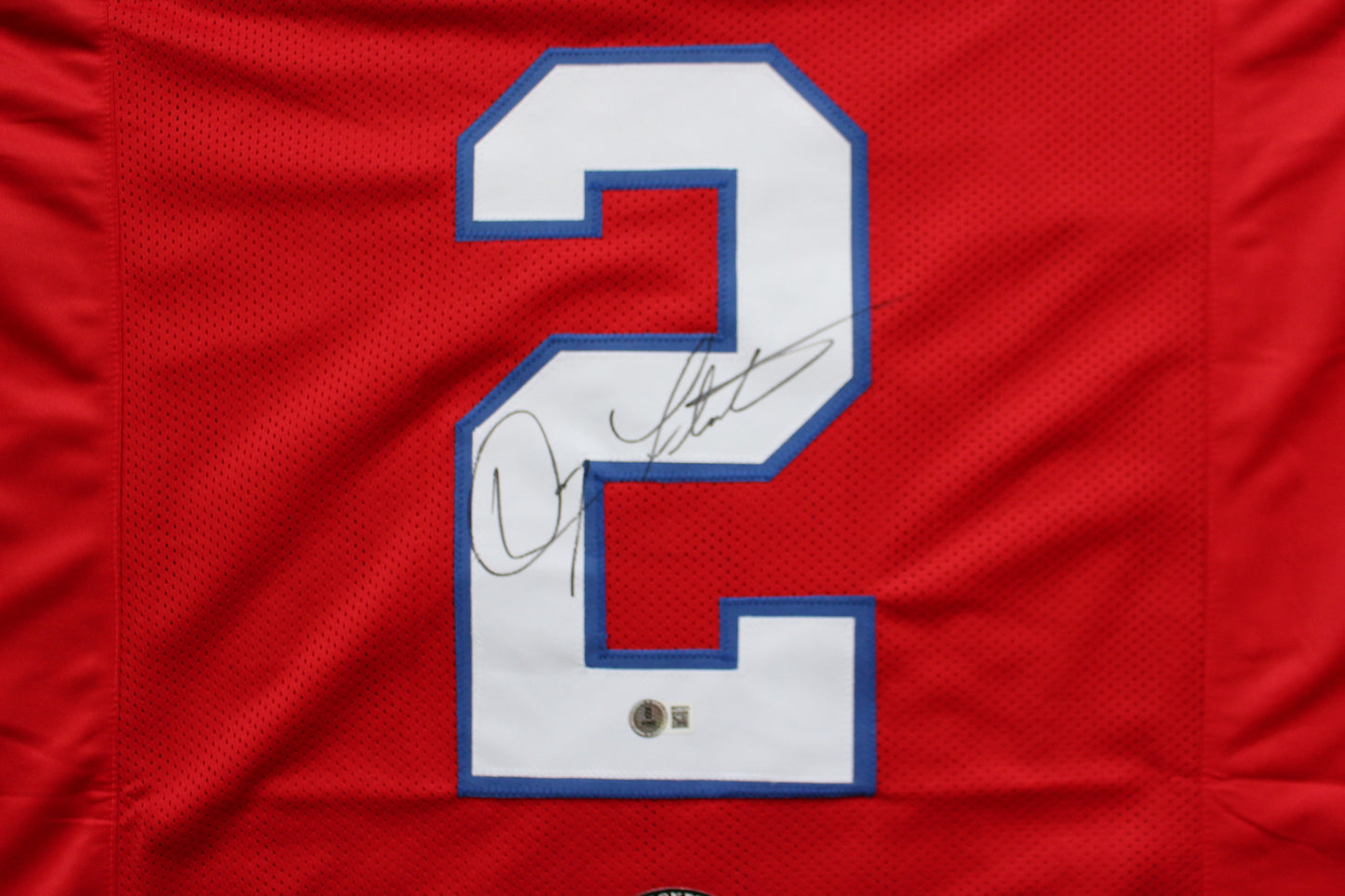 DOUG FLUTIE NEW ENGLAND PATRIOTS SIGNED FOOTBALL JERSEY Boston College Bills BAS COA