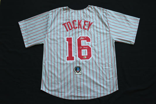 DAYTON TOCKEY OKLAHOMA OU SOONERS SIGNED BASEBALL JERSEY w/26Champs BAS