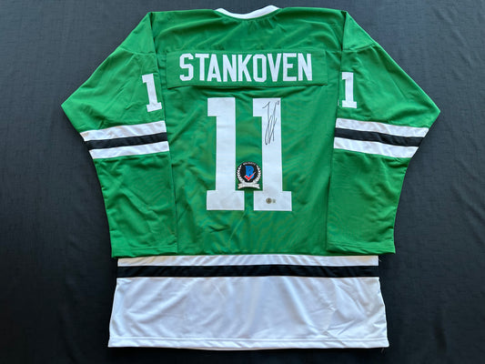 LOGAN STANKOVEN DALLAS STARS SIGNED HOCKEY ROAD JERSEY BAS COA