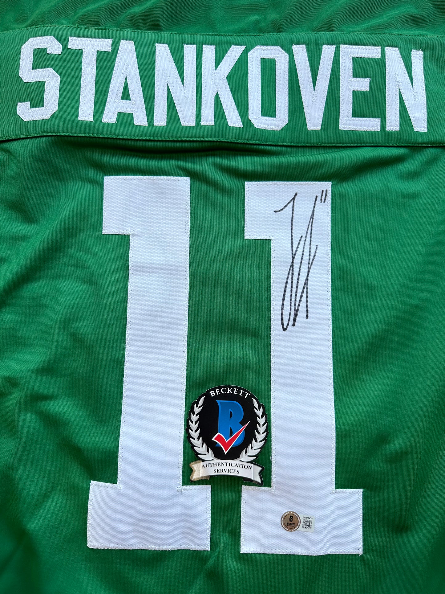 LOGAN STANKOVEN DALLAS STARS SIGNED HOCKEY ROAD JERSEY BAS COA