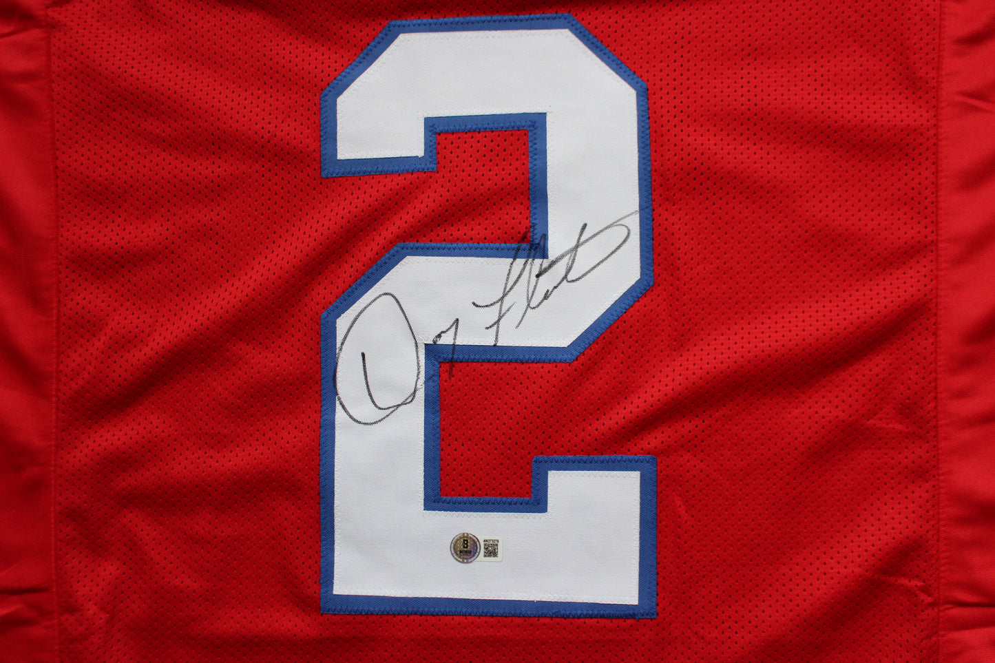 DOUG FLUTIE NEW ENGLAND PATRIOTS SIGNED FOOTBALL JERSEY Boston College Bills BAS COA