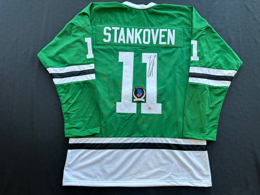 LOGAN STANKOVEN DALLAS STARS SIGNED HOCKEY ROAD JERSEY BAS COA