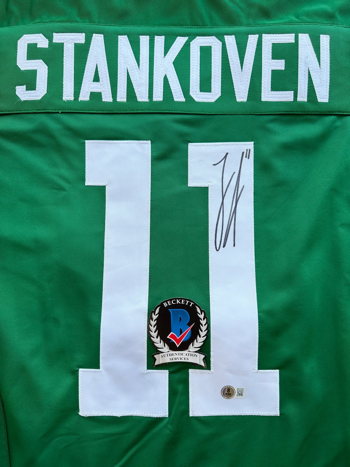 LOGAN STANKOVEN DALLAS STARS SIGNED HOCKEY ROAD JERSEY BAS COA
