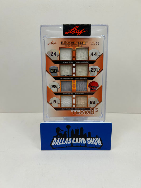 2024 Leaf Ultimate Giants HOF Relic Barry Bonds/Willie Mays/Marichal/McCovey /20