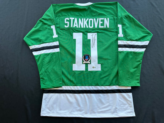 LOGAN STANKOVEN DALLAS STARS SIGNED HOCKEY ROAD JERSEY BAS COA